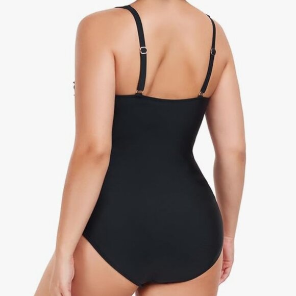 Ocean Blues Women’s Plus Size One Piece Bathing Suit Tummy Control- XL- Black - Picture 2 of 9